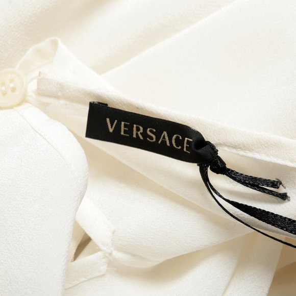 Versace Women's Ivory 100% Silk Blouse Top - Picture 6 of 10